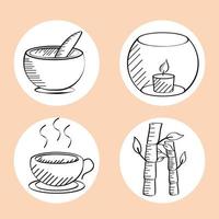 hand drawn spa icons vector