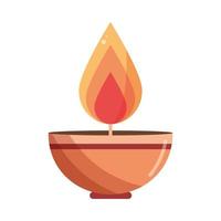 burning diya decoration vector