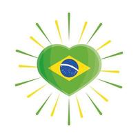 bandera brasileña en el corazón vector