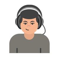 podcaster man with headphones vector