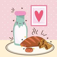 cute breakfast cartoon vector