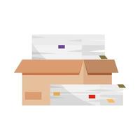 box with stack of paperwork vector