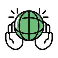 hand holding green globe vector