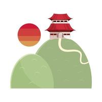 korean temple in the hills vector