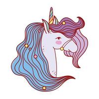 cabeza de cabello azul unicornio vector