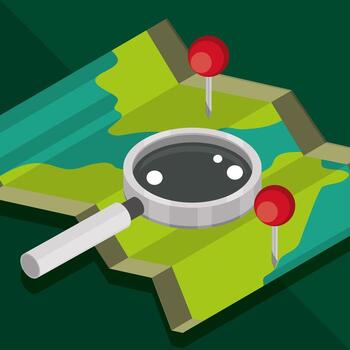 map magnifier and pointers vector