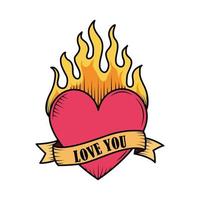 tattoo heart flame
