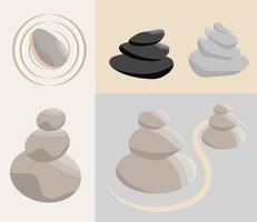 zen garden with stacked stones vector