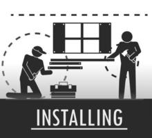 workers installing accessories vector