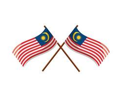 malaysia flags crossed vector