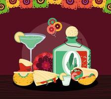 mexican food tequila vector