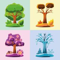 trees different seasons vector