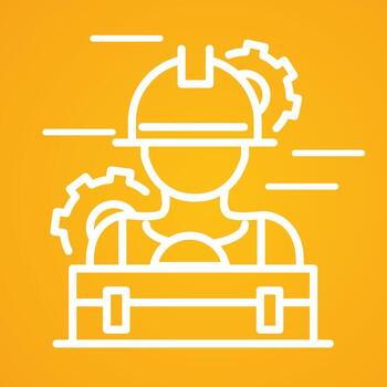 construction worker and toolbox vector
