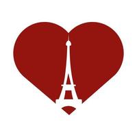 eiffel tower in heart vector