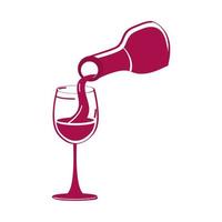 wine bottle pouring on glass vector