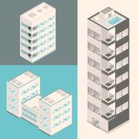 set of isometric buildings vector