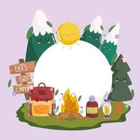 cartoon cute camping vector