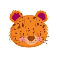 lindo, leopardo, cara, caricatura vector