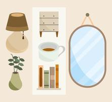 home decoration icons set vector