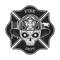 firefighter with skull badge vector