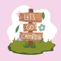 camping wood signpost vector