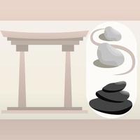 set of zen garden vector