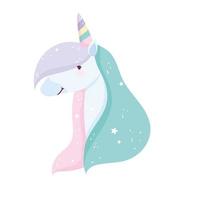 cartoon unicorn rainbow horn vector