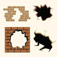 walls cracked icons vector