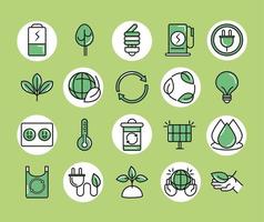 iconos sostenibles y ecológicos vector