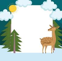 reindeer and blank banner vector