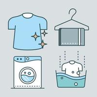 laundry set icons vector