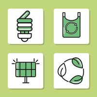 iconos ecológicos y sostenibles vector