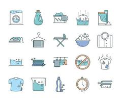 laundry flat icon set vector