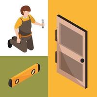 set of worker and tools vector