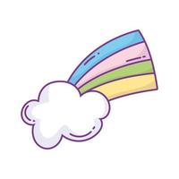 cartoon rainbow cloud vector
