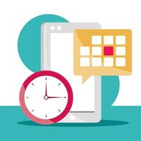 calendar mobile and time vector