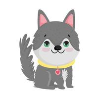 gray cute dog vector