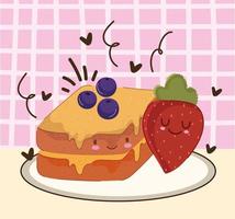 breakfast cute fruit bread vector