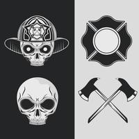 set of firefighter skull vector