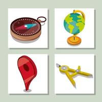 geography icons set vector