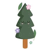 pine tree natural flowers vector