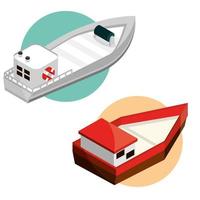 set boat isometric vector