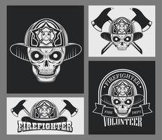 firefighter skull set vector