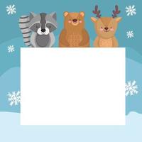 cute animals and banner vector