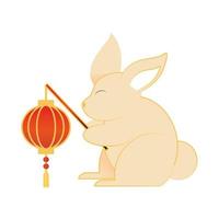 rabbit with chinese lantern vector