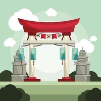 korean traditional gate vector