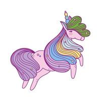 unicornio con melena arcoiris vector