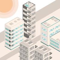 isometric city buildings vector