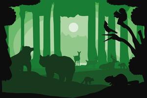 forest animals silhouette vector