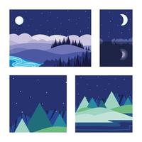 tarjetas de noche de paisaje vector